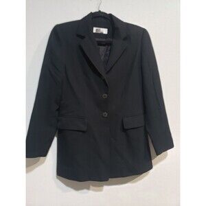 Vtg Essential Elements 100% Pure New Wool Blazer Womens M Black